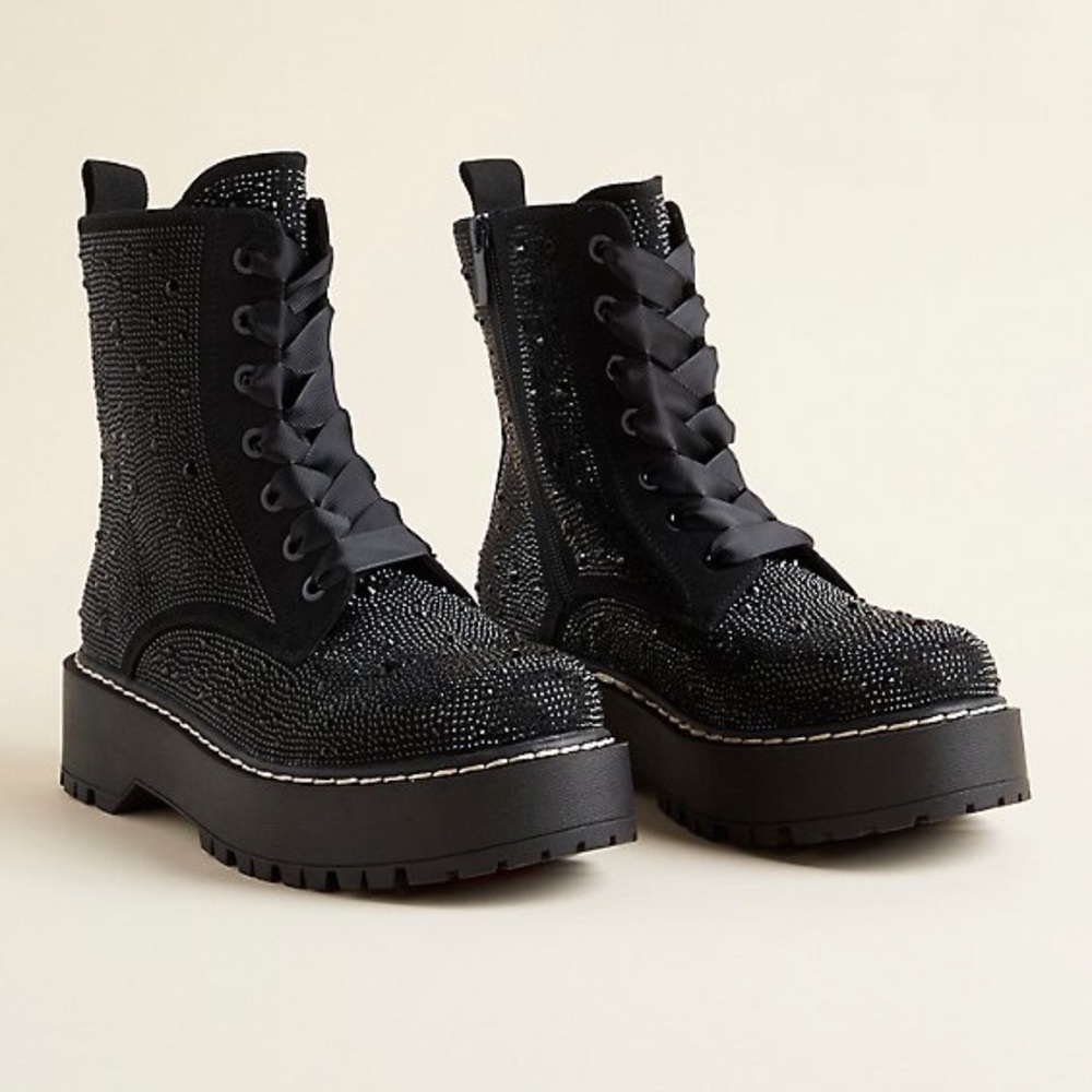 Torrid Betsey Johnson Rhinestone Combat Booties